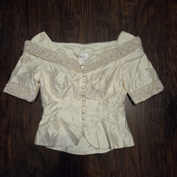 Vintage Beaded Silk Victorian Style Corset Top Size 2 - Picture 3 of 7